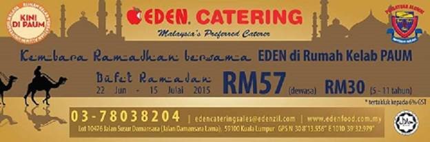 Ramadhan Buffet By EDEN at the new PAUM CLUBHOUSE