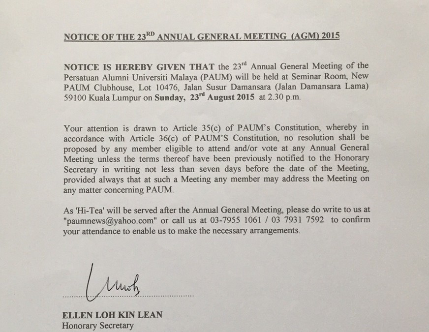 Notice of the 23rd Annual General Meeting (AGM) 2015